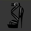 Stylish Black High Heels With Strappy Design And White Accents