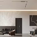 Modern Living Room Interior With Plush Sofa Geometric Wall Art And Pendant Lighting