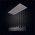 Modern Transparent Teardrop Shaped Chandelier Hanging From Ceiling With Pendant Lights