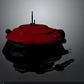Red Top Black Body Spacecraft With Antenna And Base Structure For Space Exploration