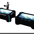 Smart Interactive Machines Featuring Display Screens Map Interface Black Design And Blue Lighting 3d model