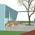 Modern gallery frame outdoor modeling gallery frame rest flower box seat combination sketch 3d model