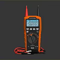 Orange Digital Multimeter with LCD Display and Test Leads for Computer Repair 3d model
