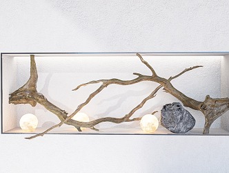 Modern branch wall dead branch pendant dry branch ornaments 3d model