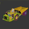 Yellow Heavy Duty Dump Truck As Functional Vehicle With Large Wheels And Tipping Bed