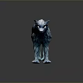Blue Wolf Like Sculpture With Textured Surface And Glossy Finish On Black Background