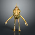 3D Rendered Game Movie Fantasy Character With Hooded Outfit Antennas Long Arms And Jointed Limbs
