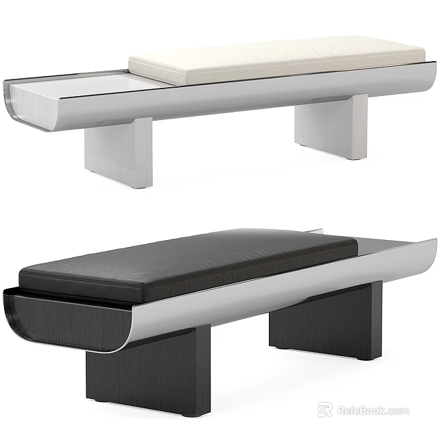 Modern Light and Dark Upholstered Sofa Bench with Sleek Frame Design 3d model 