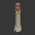 White Red And Blue Lighthouse Model With Glass Windows And Tower Structure Design