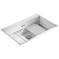 Modern Black Rectangular Undermount Single Bowl Sink With Drain And Faucet Hole 3d model