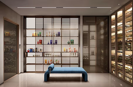 Modern wine cellar glass wine cooler 3d model