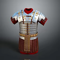 Roman Soldier Armor With Silver Chest Plate Red Lining And Golden Decorations