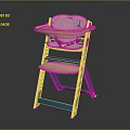 Blue Frame Wooden Children High Chair With Tray And Cartoon Pattern Cushion