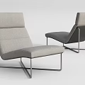 Modern Lounge Chair With Gray Fabric Upholstery And Sleek Metal Frame Design