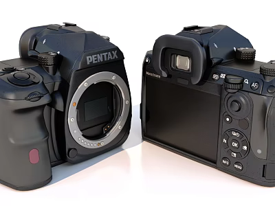 PENTAX Digital Cameras Front And Back Views With Lens Mount Buttons And Screen 3d model