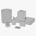 Golden Textured Bathroom Essentials Set With Soap Dispenser Tissue Box And Towel