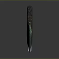 Decorative Sword With Green Patterned Blade And Blue Orange Hilt Design