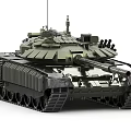 Detailed Modern Military Tank With Green Camouflage Turret Cannon And Tracks