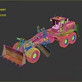 Yellow Construction Loader Heavy Duty Equipment With Large Front Bucket And Solid Wheels 3d model