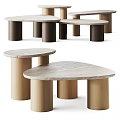 Modern Coffee Tables With Marble Tops And Cylindrical Wooden Legs Design