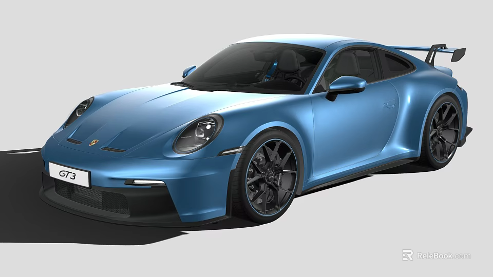 Blue Porsche 911 GT3 Sports Car With Sporty Design And Black Wheels 3d model 