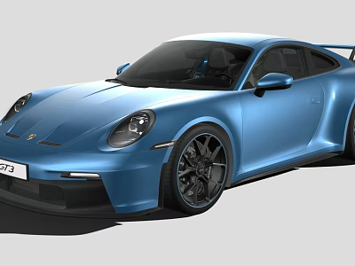 Blue Porsche 911 GT3 Sports Car With Sporty Design And Black Wheels 3d model