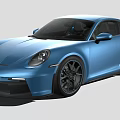Blue Porsche 911 GT3 Sports Car With Sporty Design And Black Wheels