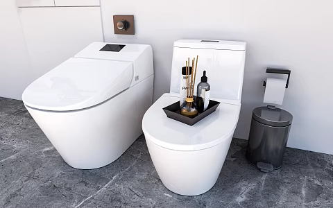 Modern Toilet Combination Bathroom Supplies Combination Squatting Toilet Induction Toilet Trash 3d model