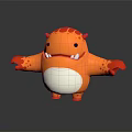 Cute Orange Monster Plush Toy with Red Horns Spots and White Belly Open Arms