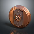 Copper Colored Circular Computer Switch With ON OFF Labels And Control Knob