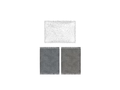 Square Rugs in White Light and Dark Gray with Soft Plush Texture and Fringed Edges 3d model