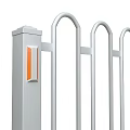 Municipal Road Guardrail With White Curved Rails Black Base And Reflective Strips