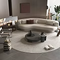 Sofa Coffee Table Combination Curved Sofa Coffee Table Leisure Chair Side Table Corner Table 3d model