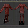 Red Christmas Dress With Snowman Print And Matching Long Stockings Set