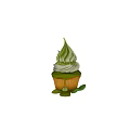 Matcha Cupcake With Green Swirled Cream And Matcha Drizzle On White Background