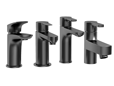 Elegant Black Faucets in Various Modern Designs for Home Bathroom and Kitchen 3d model