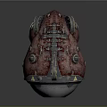Sci Fi Mechanical Creature Featuring Red Flesh Like Body Silver Circular Section And Metal Legs
