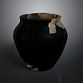 Hand Carved Traditional Black Ceramic Sculpture With Broken Repaired Clay Pottery Art