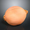 Fresh Orange Onion With Natural Texture On Black Background Surface 3d model