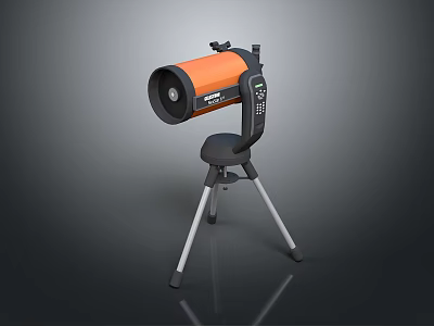 Orange And Black Telescope With Tripod For Scenic Natural Landscape Viewing 3d model