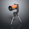 Orange And Black Telescope With Tripod For Scenic Natural Landscape Viewing