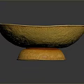 Golden Decorative Bowl With Carved Patterns Central Seal And Base For Home Living