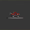 Building Blocks Red Monster Truck with Yellow Stripes Blue Seats Large Tires and Warning Light