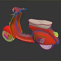 Vintage Red Scooter With Shiny Finish Beige Seat And Classic Design