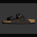 Leather Sandals With Cork Sole And Metal Buckles For Daily Casual Wear