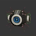 Futuristic Mechanical Sphere Device With Blue Glowing Center Metallic Spikes And Robotic Parts