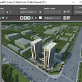 Modern Tall Hotel Building With Glass Facade In Urban Area Surrounded By Roads And Traffic
