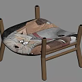 A Comfortable Wooden Leg Chair with Cartoon Animal Pattern on Seat and Modern Design