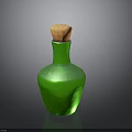 Fresh Food Ingredient Stored in Green Glass Bottle with Natural Cork Stopper
