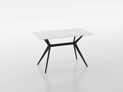 Stylish Contemporary Tea Table And Chairs With White Surface Black Metal Legs Design 3d model
